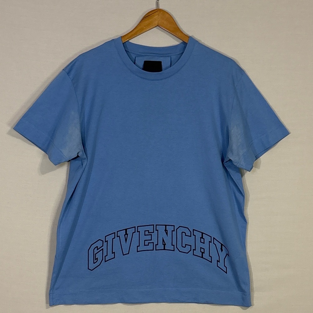 Givenchy Blue Logo Hem Graphic T-Shirt Classic Fit Size L